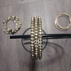 Gold Crystal Bangle Bracelets, Set of 3